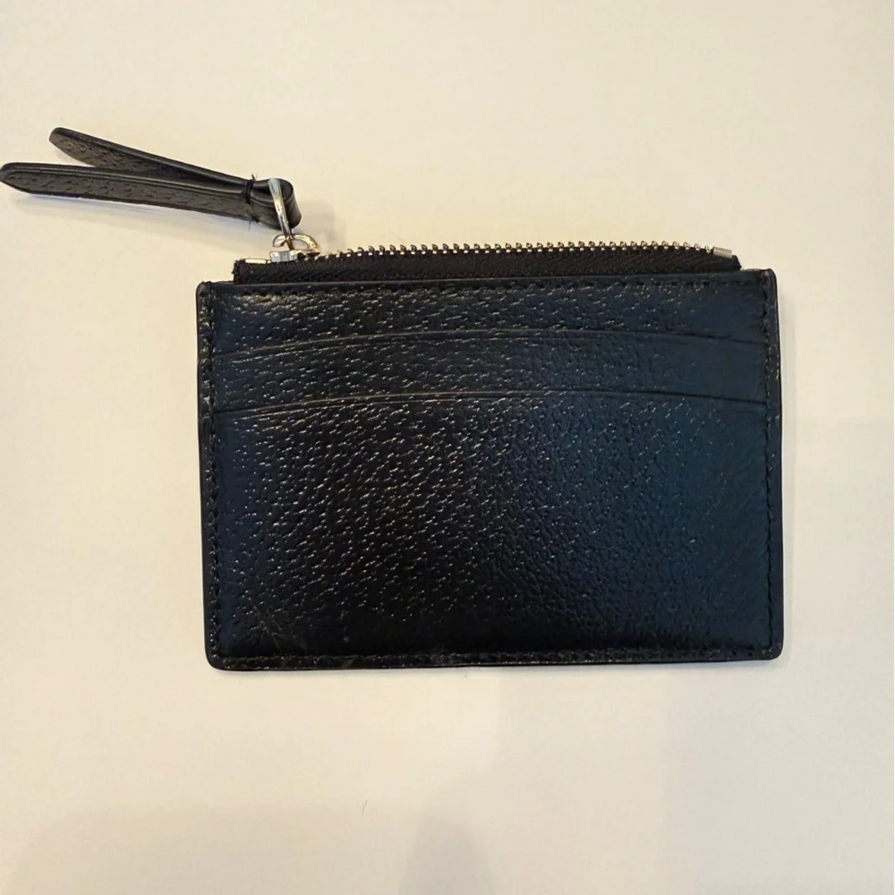 Kate Spade New York Black Leather Zip Card Holder Wallet